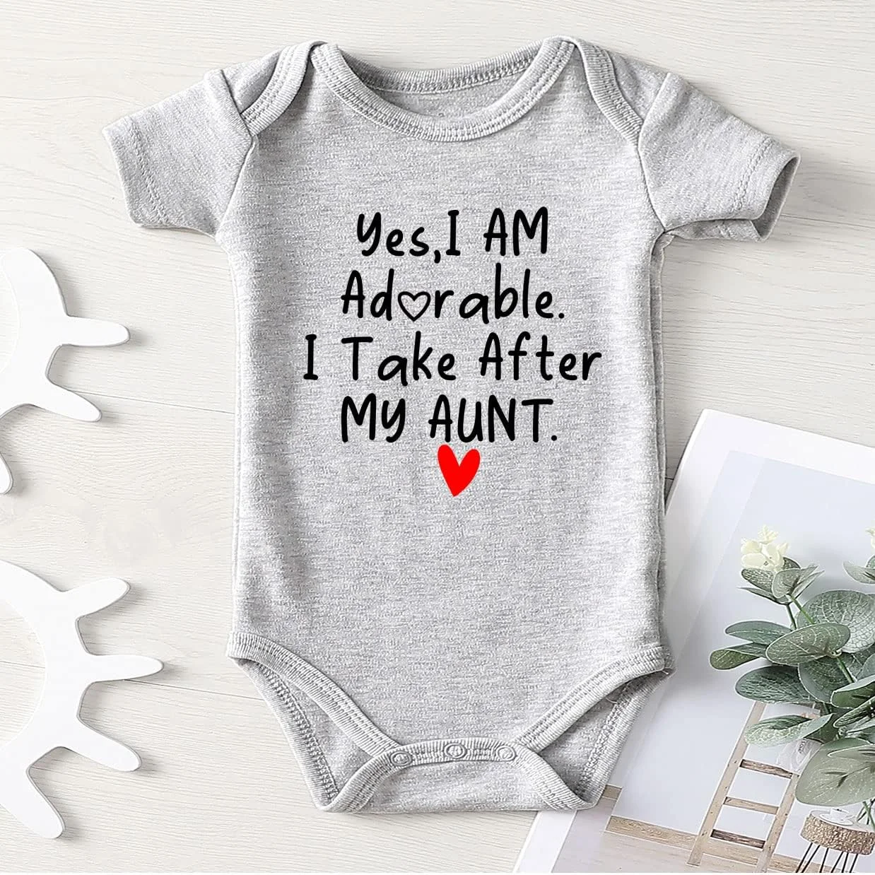 Azzwnee لباس نوزادی طرح «مثل خاله»، لباس نوزادی بامزه و اسپرت برای دختر و پسر، سایز 0-3 ماه