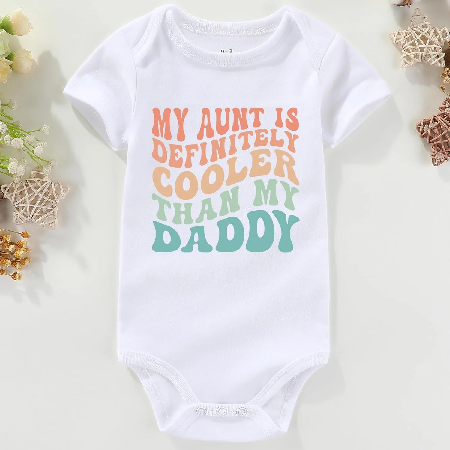 لباس نوزادی عمه از پدرم باحال تره، لباس بچه گانه پسرانه، عمه منو دوست داره، عمه بهترین دوست، لباس دخترانه نوزادی سفید