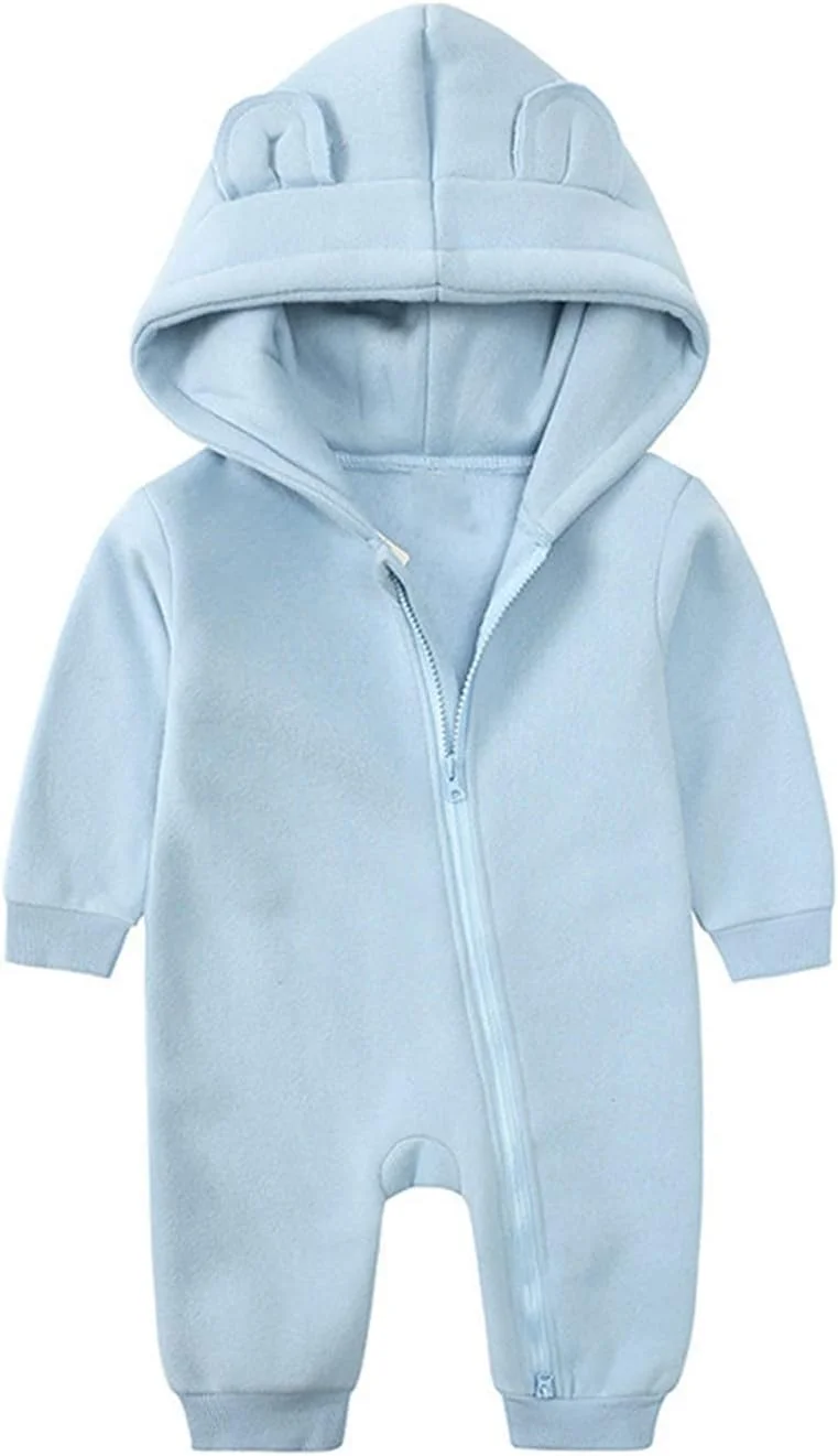 رامپر یک تکه آلونسیتو برای نوزادان پسر/دختر و کودکان نوپا، آستین بلند، گوش خرسی، کلاه دار، سرهمی، لباس زیر برای بهار/پاییز