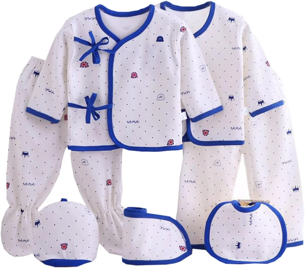 ست لباس نوزادی 7 تکه SZJIAHTM مناسب بدو تولد تا 3 ماهگی، شامل کلاه، شلوار و بلوز