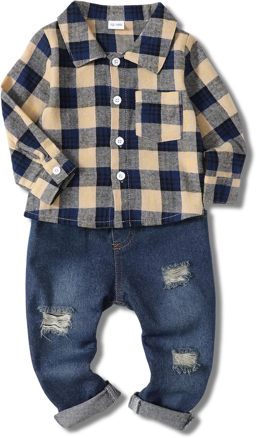 ست لباس پسرانه بچه گانه شامل بلوز گرم و شلوار جین