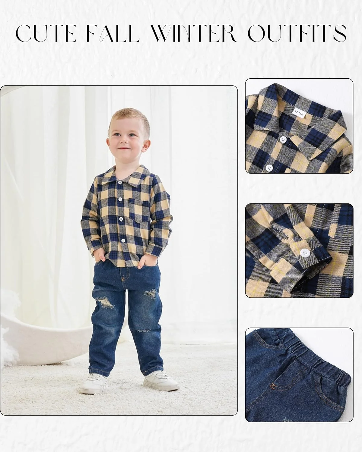 ست لباس پسرانه بچه گانه شامل بلوز گرم و شلوار جین