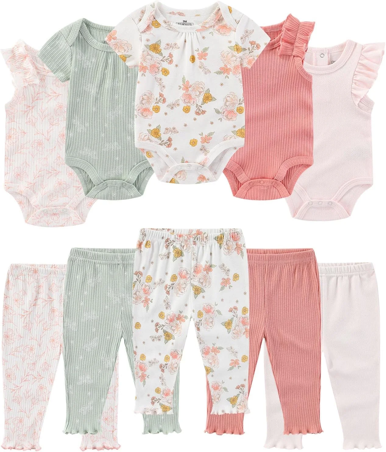 ست بادی و شلوار نوزادی رولیبی، لباس های تابستانی دنده ای، مناسب ست کردن برای نوزاد پسر و دختر