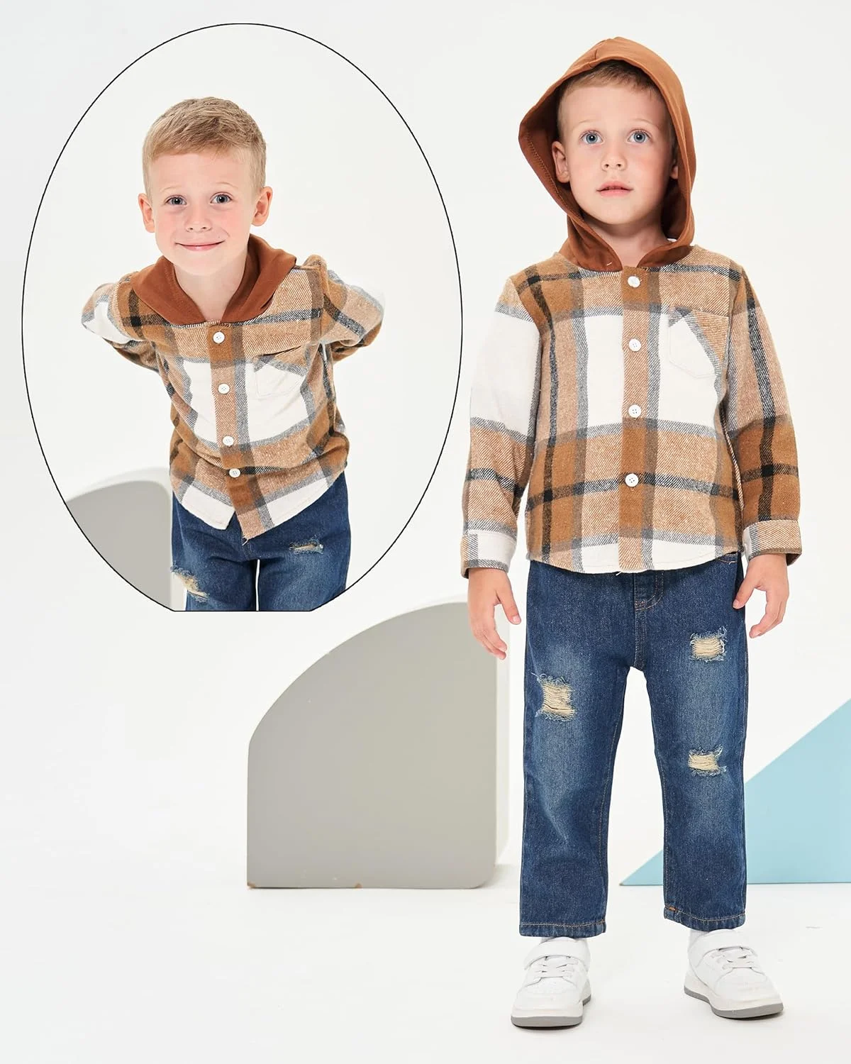 Renotemy لباس پسرانه نوزادی، ست جین، هودی و شلوار مناسب فصل پاییز و زمستان