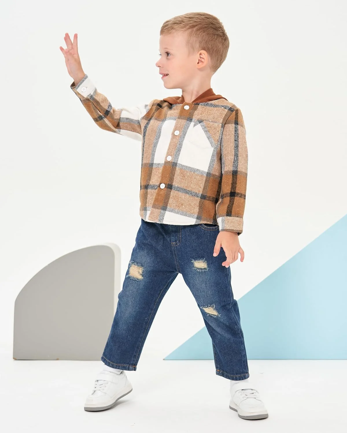 Renotemy لباس پسرانه نوزادی، ست جین، هودی و شلوار مناسب فصل پاییز و زمستان