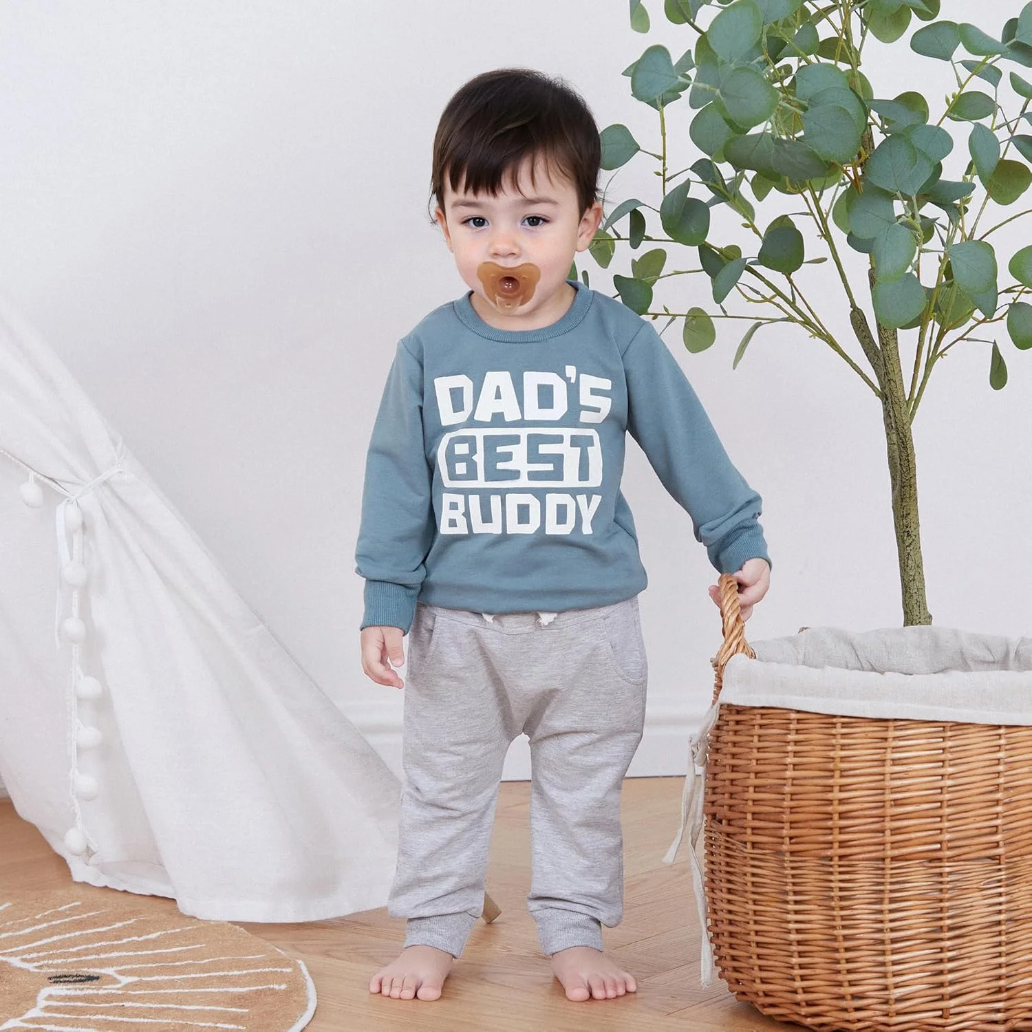 ست لباس پسرانه نوزادی mlpeerw مناسب پاییز و زمستان، طرح چاپی حروف، بلوز آستین بلند و شلوار جاگر، ست 2 تکه لباس پسرانه