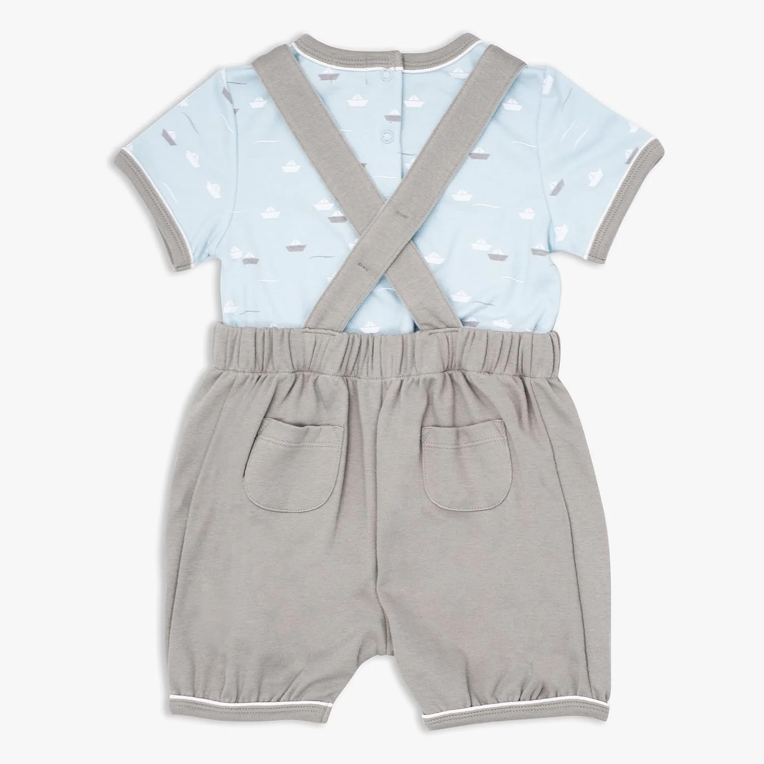 تی شرت و سرهمی نخی 100% MOON سایز 12-18 ماهگی آبی فیروزه ای - Little Boat | لباس پسرانه نوزادی | لباس کودک نوپا | لباس نوزاد | لباس بازی غیر رسمی