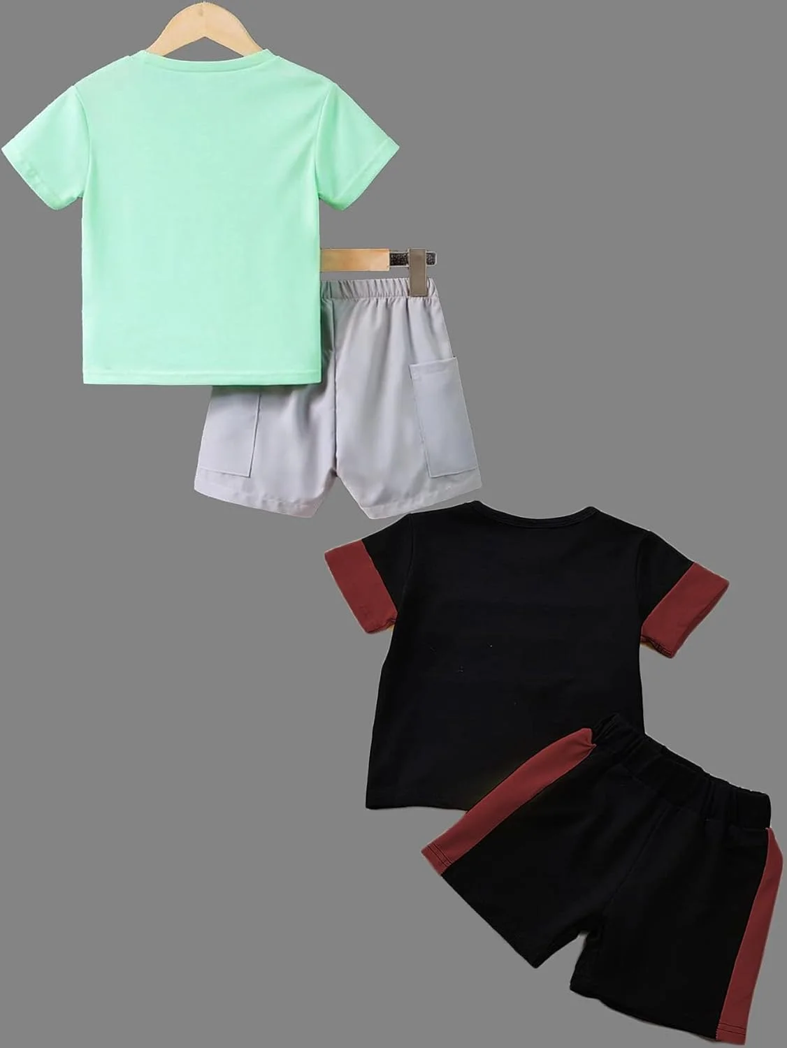 ست لباس بچگانه طرح دار شیک LOFN، لباس پسرانه، لباس دخترانه، بسته 2 عددی (T73CG-T33MR)