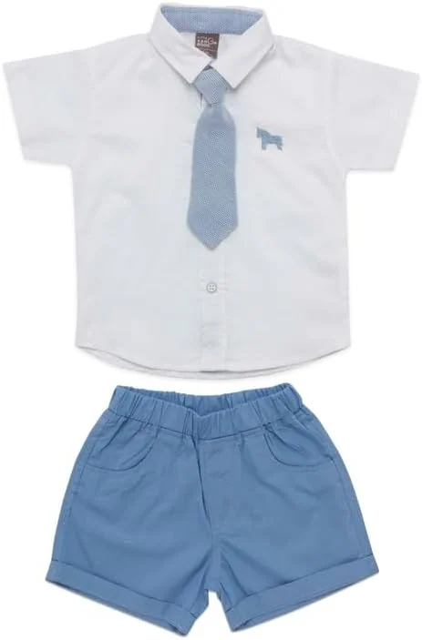 پیراهن یقه دار پسرانه نوزادی Little Kangaroos به همراه شورت کمر کش