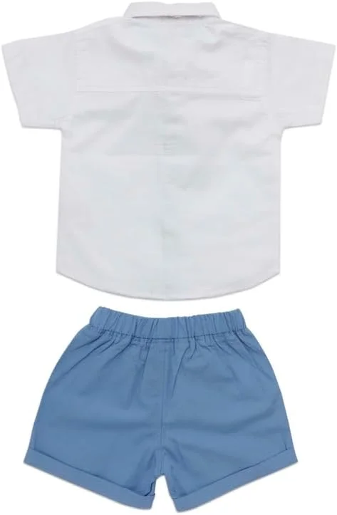 پیراهن یقه دار پسرانه نوزادی Little Kangaroos به همراه شورت کمر کش