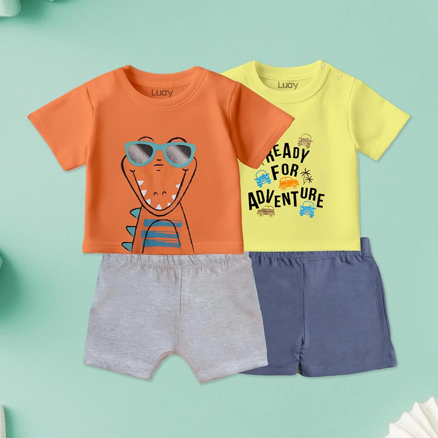 ست لباس نوزادی پسرانه و دخترانه LUAY با الیاف 100% پنبه، آستین کوتاه، مناسب کودکان و نوزادان ست لباس نوزادی پسرانه و دخترانه LUAY با الیاف 100% پنبه، آستین کوتاه، مناسب کودکان و نوزادان