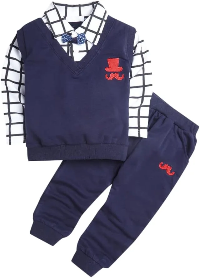 ست بلوز و شلوار پسرانه هاپ اسکاچ طرح چهارخانه پنبه ای سفید مناسب 18-24 ماه (YAH-3133337)