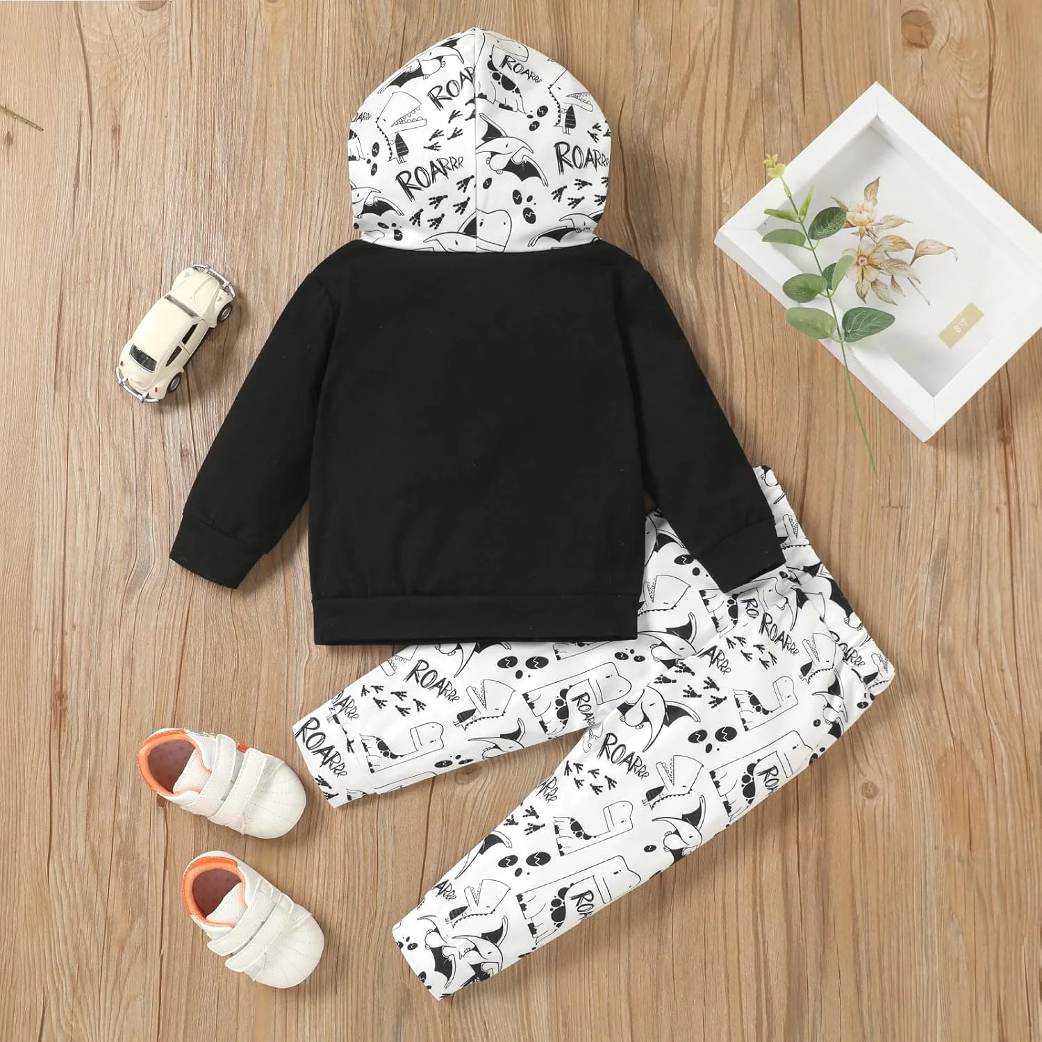 لباس نوزادی پسرانه Geagodelia، ست لباس نوزاد، هودی آستین بلند + شلوار، ست نرم مینی باس