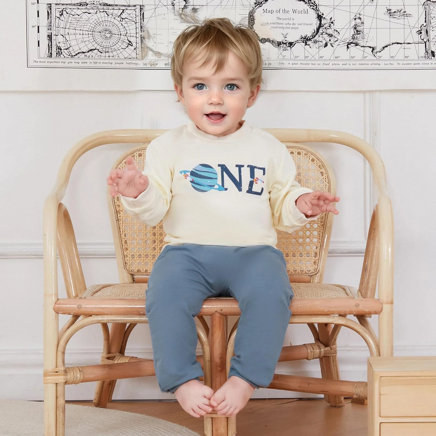 Geagodelia 1st Year Birthday Outfit Baby Boy Clothing Set Long Sleeve Sweatshirt and Trousers Clothing Sets for Boys