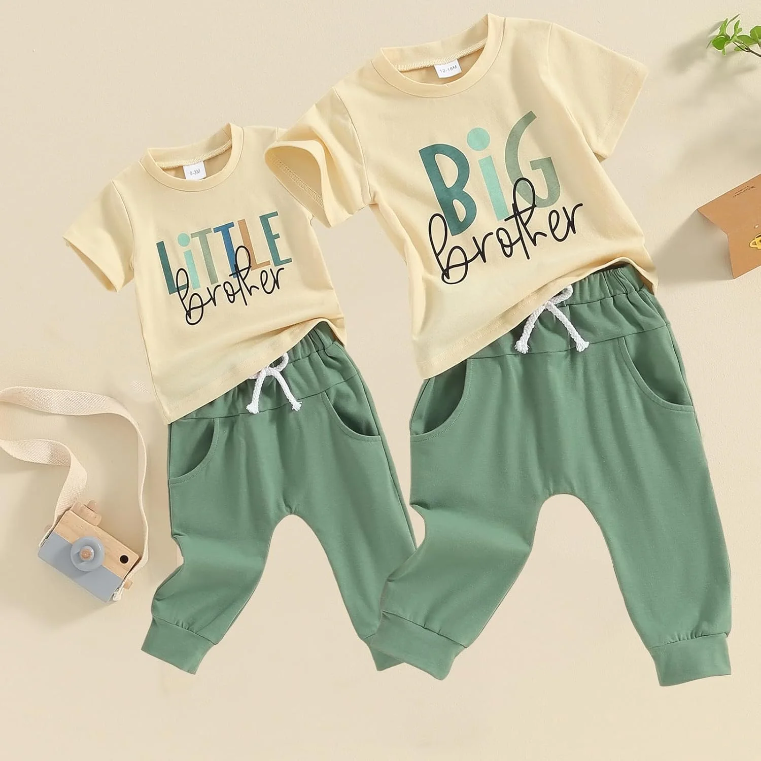 Geagodelia Baby Clothing Boys Newborn Set Short Sleeve T-Shirt and Trousers Matching Brother Summer Clothing Outfits