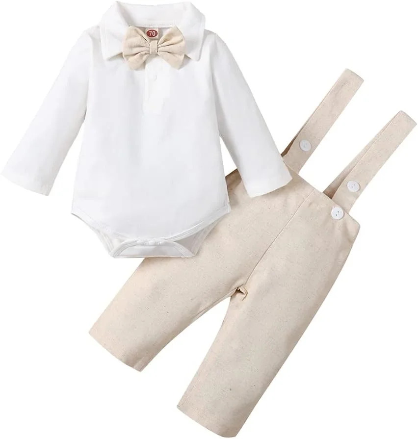 ست لباس پسرانه نوزادی Gajaous مناسب مراسم تعمید، ست لباس جنتلمن، کت و شلوار آستین بلند پسرانه مناسب عروسی برای بهار و پاییز