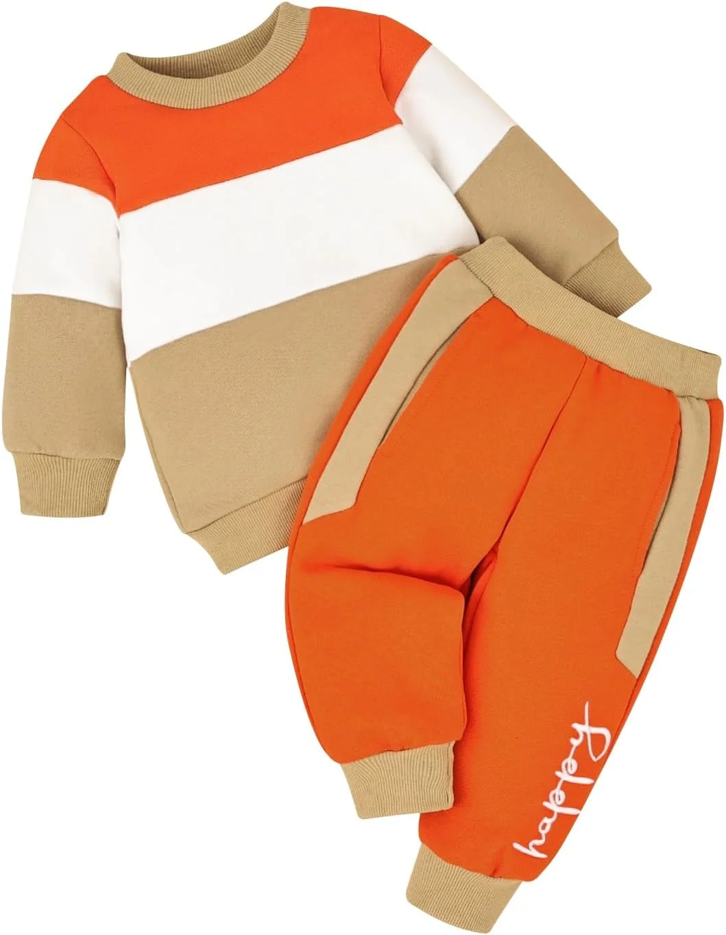 FOCICI ست لباس پسرانه نوزادی، مناسب پاییز، آستین بلند، لباس زمستانی، شامل سویشرت و شلوار، 2 تکه