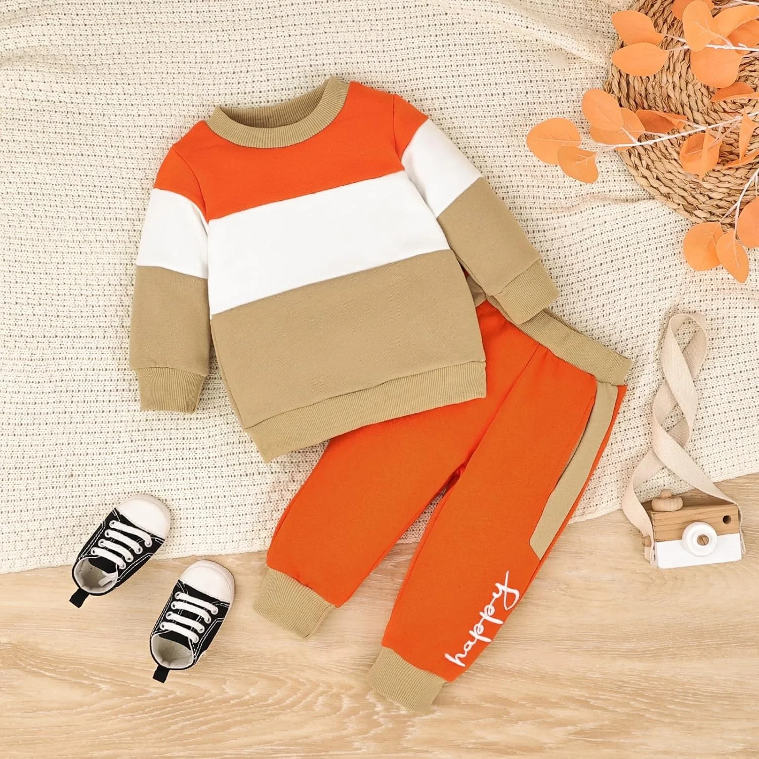 FOCICI ست لباس پسرانه نوزادی، مناسب پاییز، آستین بلند، لباس زمستانی، شامل سویشرت و شلوار، 2 تکه FOCICI ست لباس پسرانه نوزادی، مناسب پاییز، آستین بلند، لباس زمستانی، شامل سویشرت و شلوار، 2 تکه