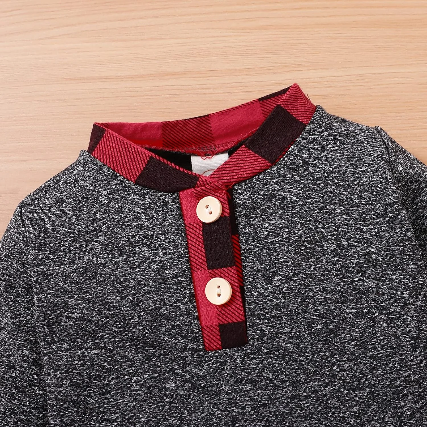 لباس نوزادی پسرانه FOCICI، ست لباس های پاییزی و زمستانی نوزاد پسر شامل رامپر آستین بلند دکمه دار و شلوار چهارخانه، 2 تکه