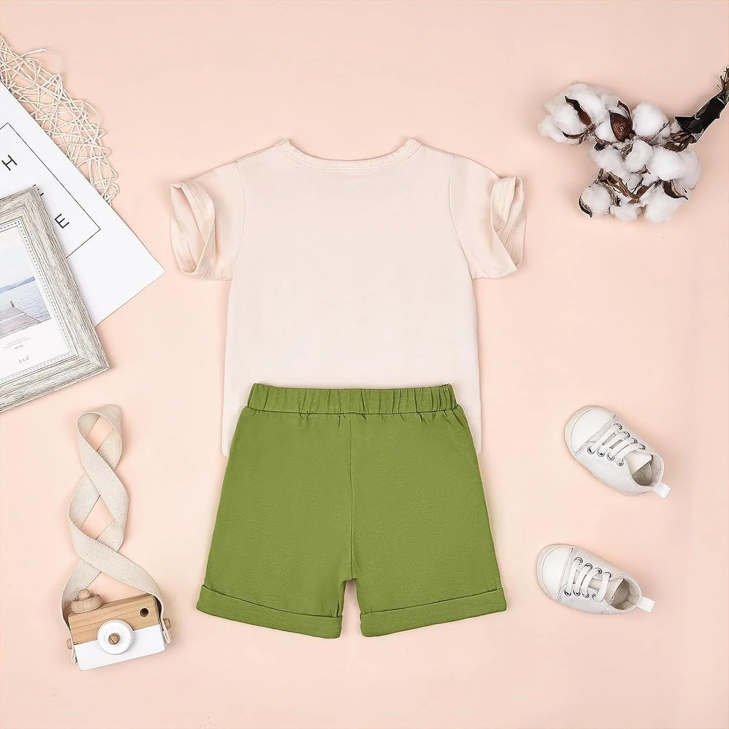FOCUTEBB لباس پسرانه نوپا، ست تی شرت آستین کوتاه و شلوارک تکه دوزی شده تابستانی برای نوزادان پسر 12 ماهه تا 5 ساله