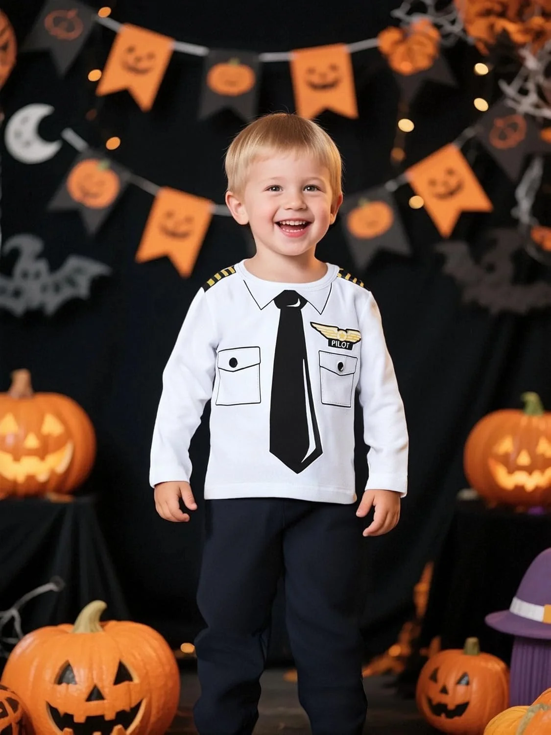 لباس هالووین خلبانی نوزادی پسرانه COSLAND به همراه کلاه