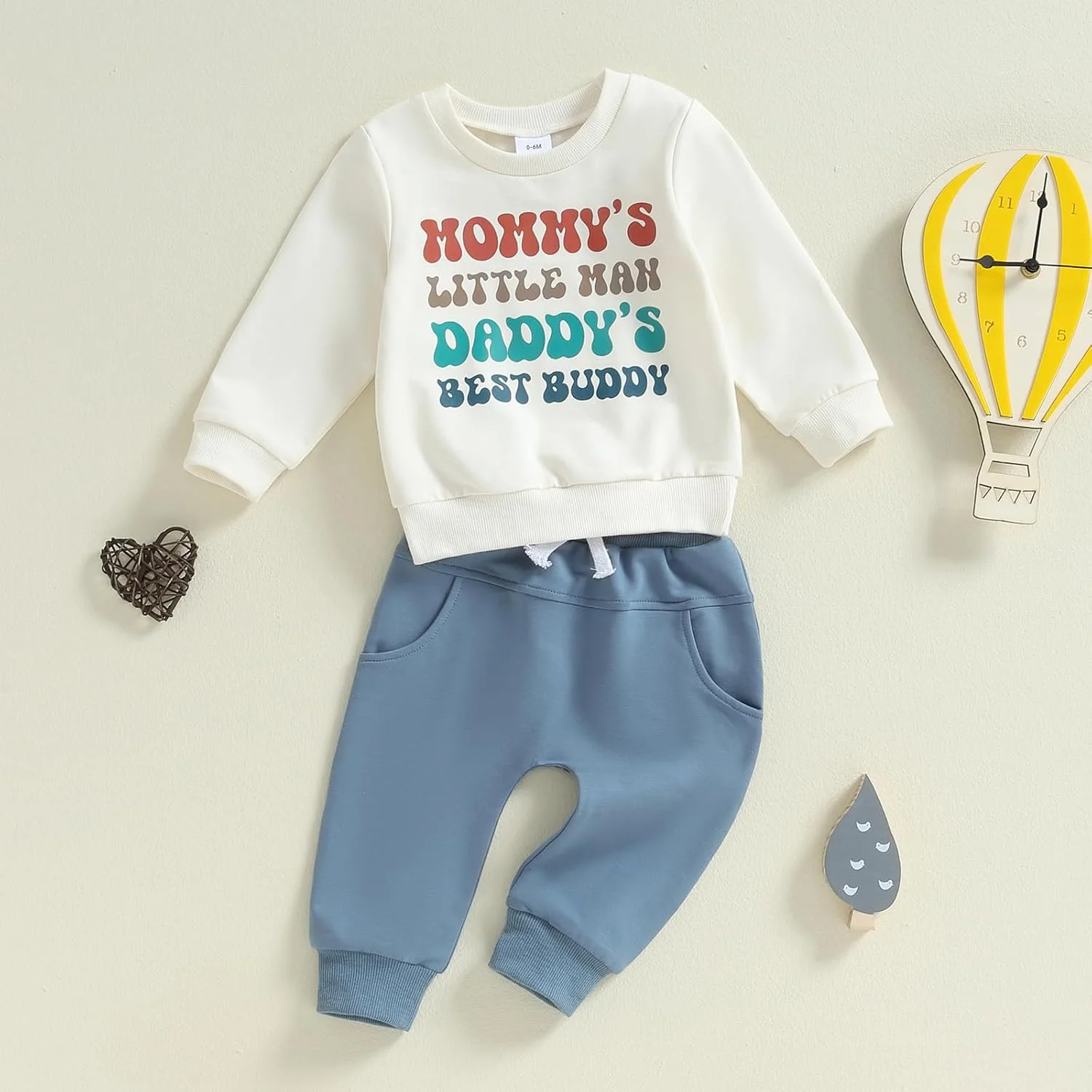 Baby Clothing Set Baby Boys Mommy's Little Mah Daddy's Outfit Long Sleeve Sweatshirt + Trousers Newborn Baby Set