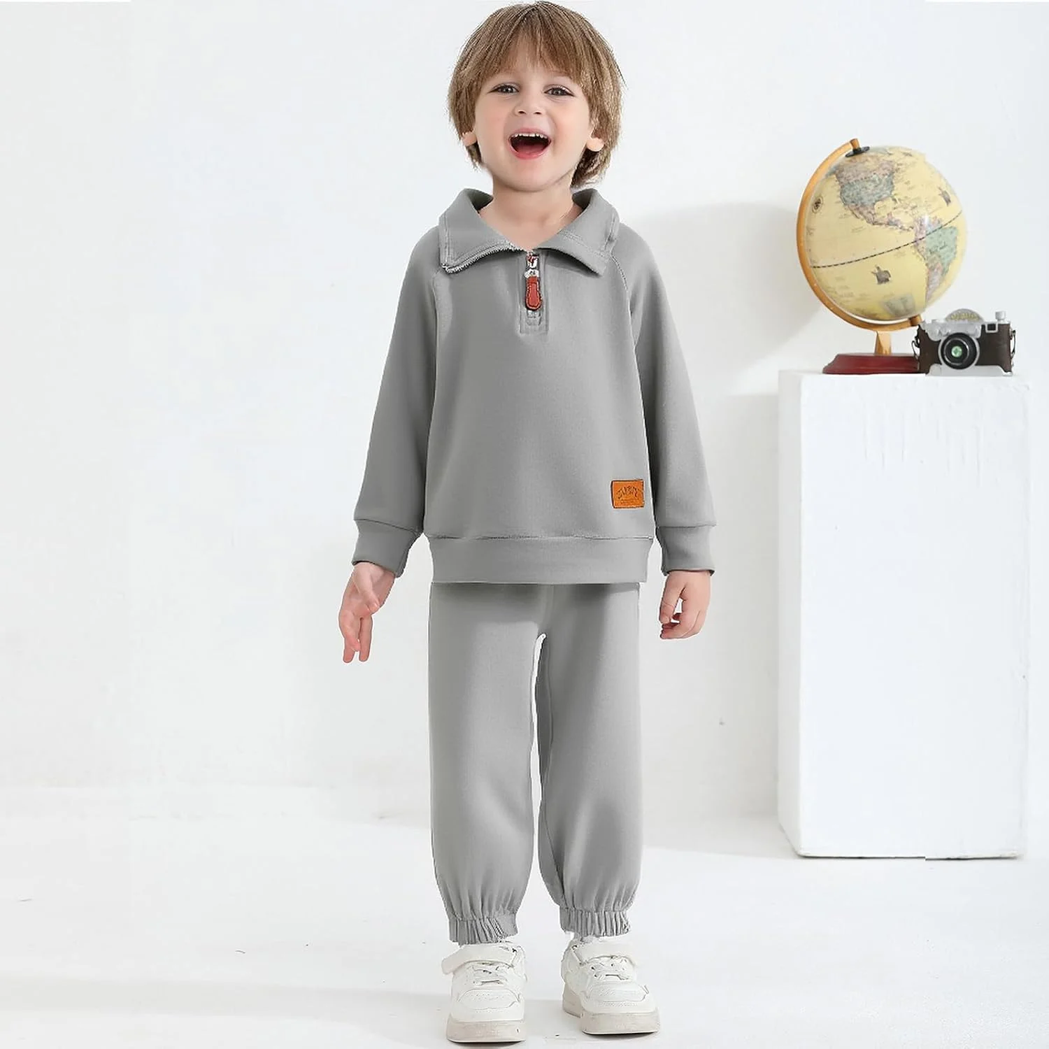 ست لباس مخملی گرم زمستانی پسرانه ChYoung، شامل سویشرت زیپ‌دار آستین بلند و شلوار