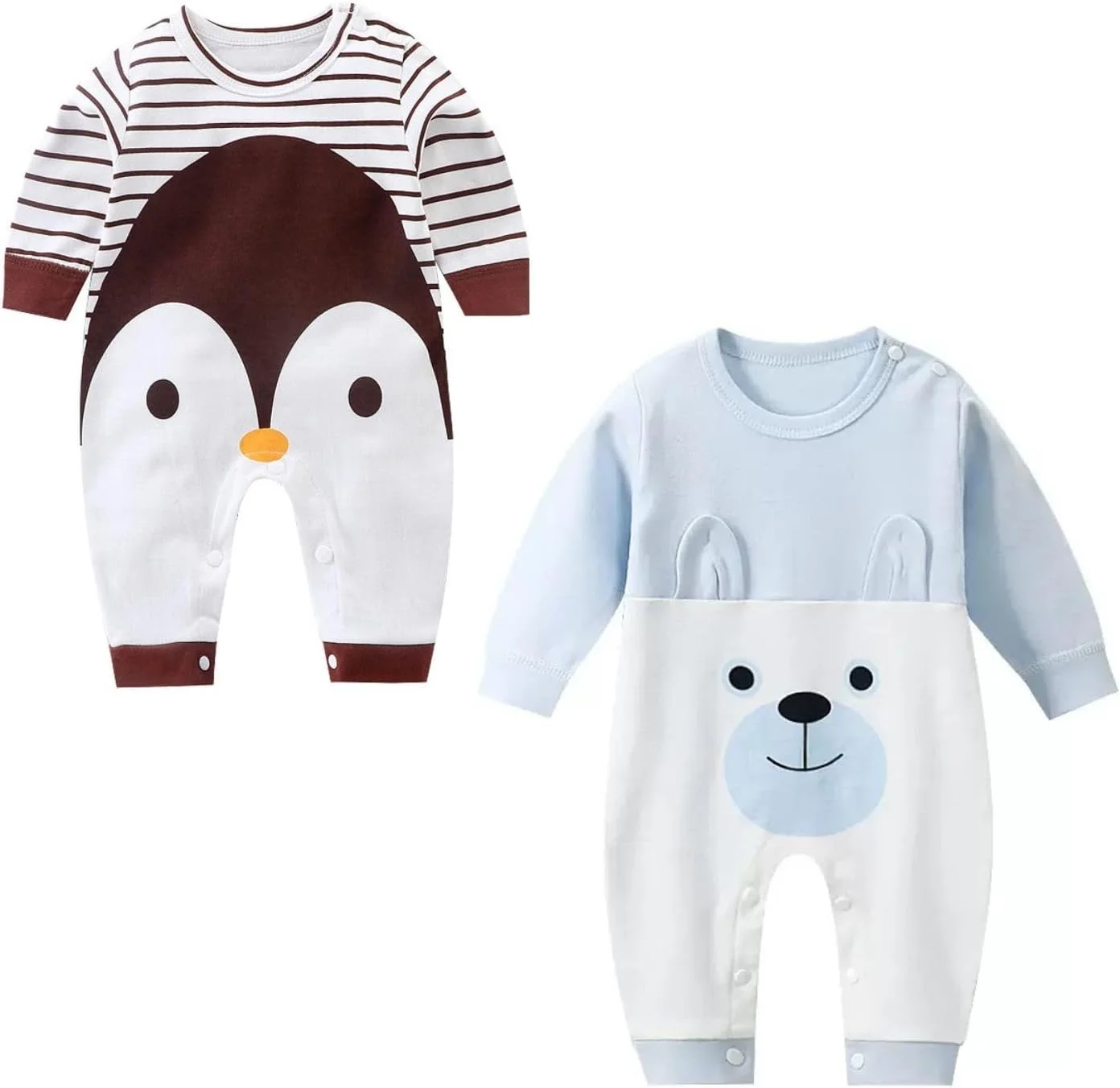 ست لباس نوزادی 2 تکه، مناسب برای کودکان 12-20 ماهه، لباس آستین بلند 100% پنبه، ست گرم و یکدست پنبه ای نوزاد، لباس آستین دار پسرانه/دخترانه