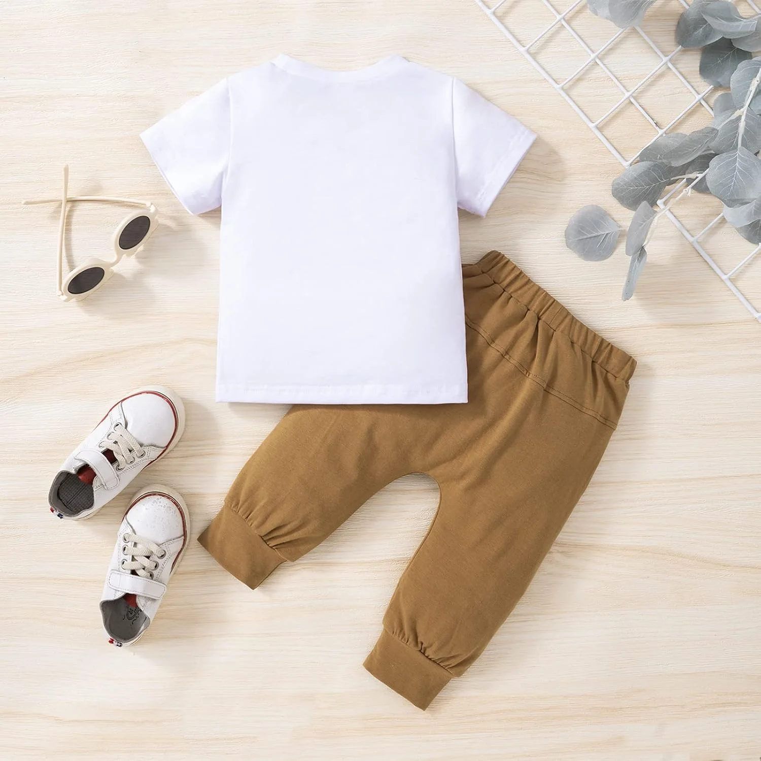 ست لباس تابستانی پسرانه Carolilly، تی‌شرت آستین کوتاه، طرح حیوانات و حروف، مناسب تولد، به همراه شلوار جیب‌دار، ست 2 تکه لباس نوزادی پسرانه، هدیه تولد