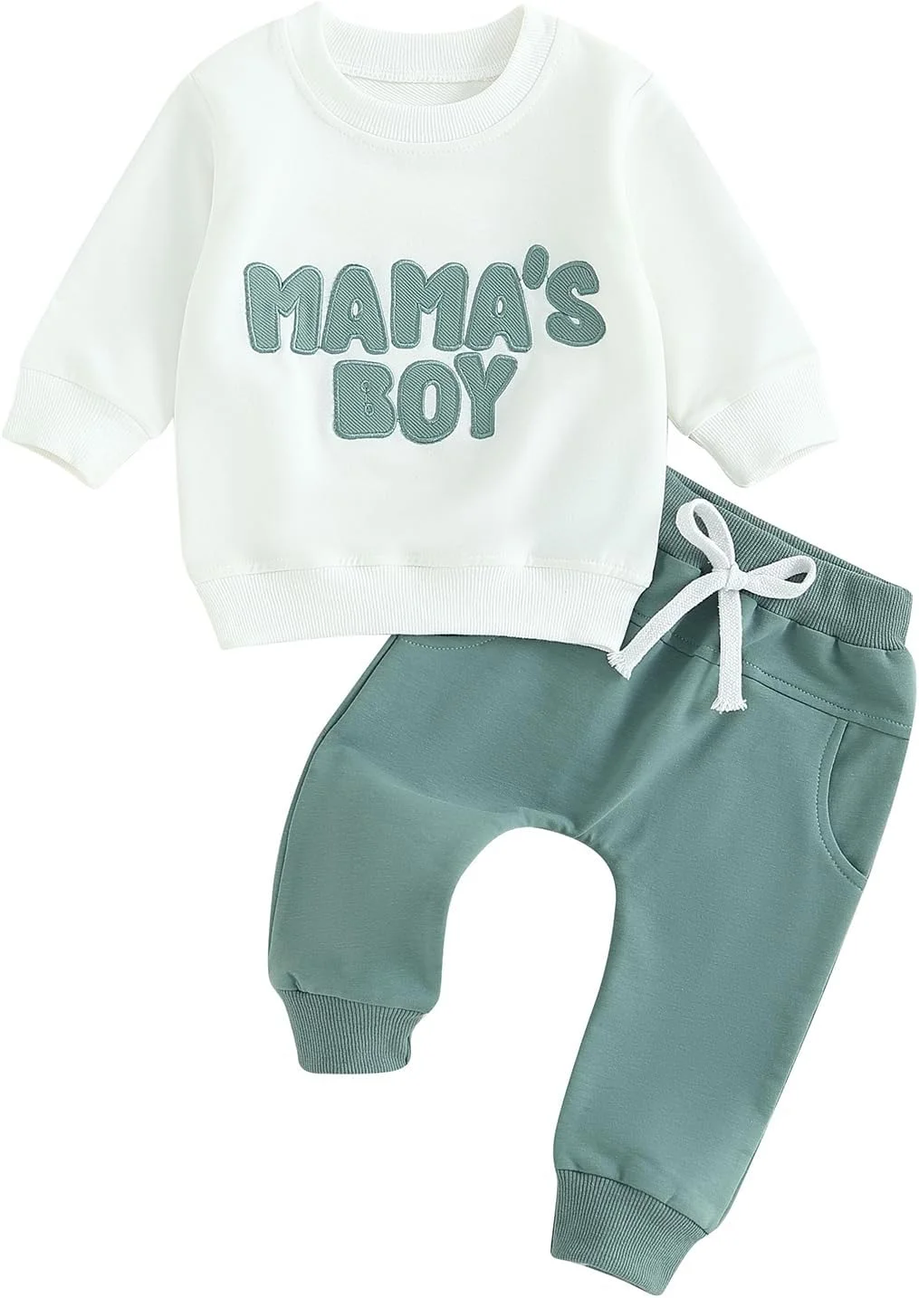 ست لباس پسرانه Carolilly، تیشرت گلدوزی شده با حروف، بلوز آستین بلند + شلوار بند دار، ست لباس 2 تکه، لباس نوزادی پسرانه ست لباس پسرانه Carolilly، تیشرت گلدوزی شده با حروف، بلوز آستین بلند + شلوار بند دار، ست لباس 2 تکه، لباس نوزادی پسرانه