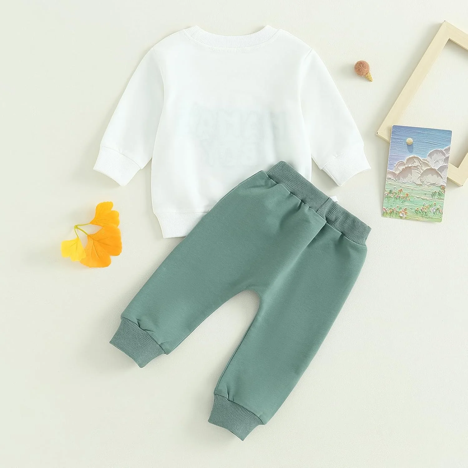 ست لباس پسرانه Carolilly، تیشرت گلدوزی شده با حروف، بلوز آستین بلند + شلوار بند دار، ست لباس 2 تکه، لباس نوزادی پسرانه