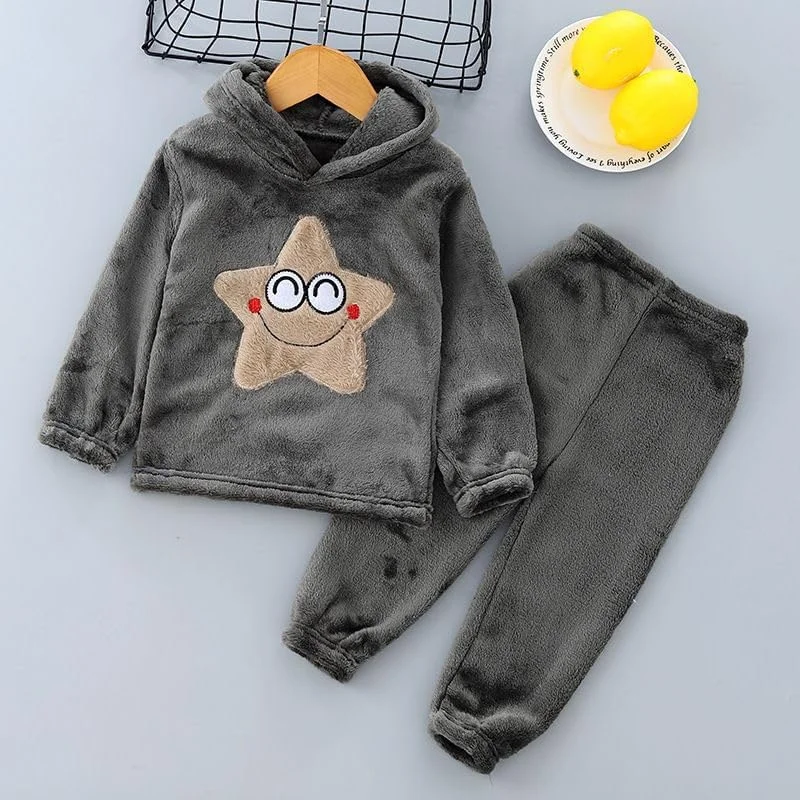ست لباس گرم زمستانی بچه گانه Bold N Elegant طرح ستاره خندان، شامل هودی سوییشرت پشمی و شلوار جاگر