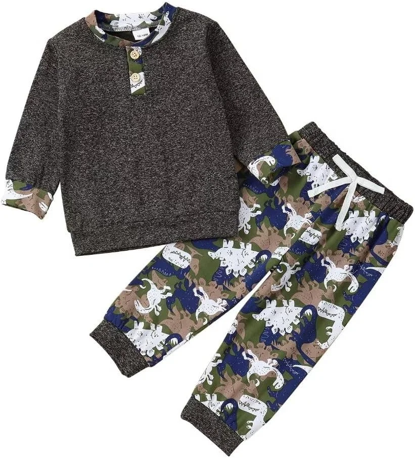 لباس‌های پسرانه بچگانه Bekarsy، لباس‌های پاییزی و زمستانی، پیراهن‌های آستین بلند دکمه‌دار چهارخانه و شلوارهای پسرانه 12 ماهه تا 5 ساله