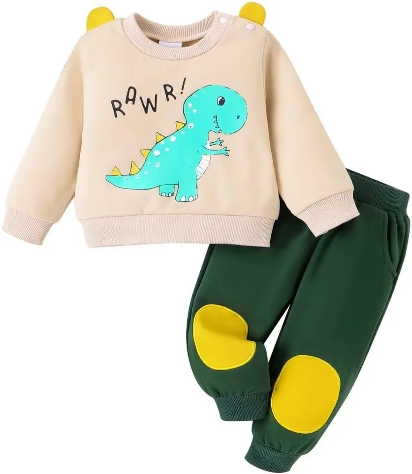 Bekarsy لباس نوزادی پسرانه، ست لباس های پاییزی و زمستانی، بلوز آستین بلند طرح خرس و شلوار، سایز 6 ماه تا 2 سال Bekarsy لباس نوزادی پسرانه، ست لباس های پاییزی و زمستانی، بلوز آستین بلند طرح خرس و شلوار، سایز 6 ماه تا 2 سال