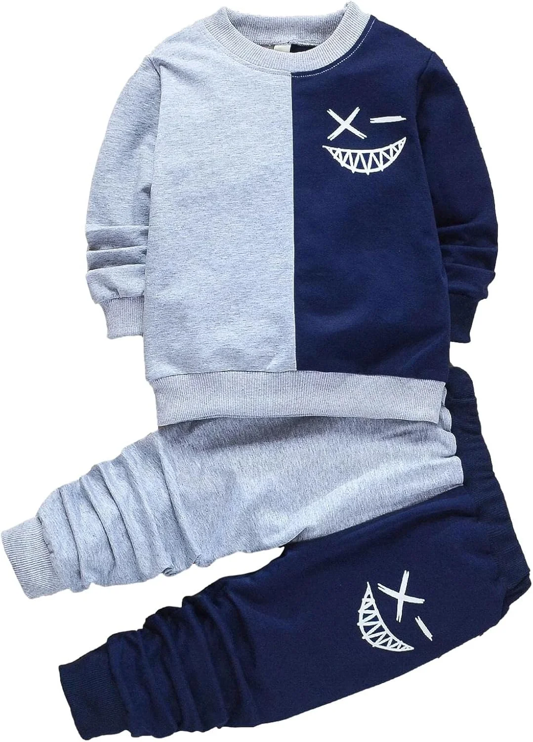 لباس پسرانه بچه گانه BOMDEALS - ست لباس راحتی با طرح چهره کارتونی و دو رنگ شامل بلوز و شلوار مناسب فصل پاییز لباس پسرانه بچه گانه BOMDEALS - ست لباس راحتی با طرح چهره کارتونی و دو رنگ شامل بلوز و شلوار مناسب فصل پاییز