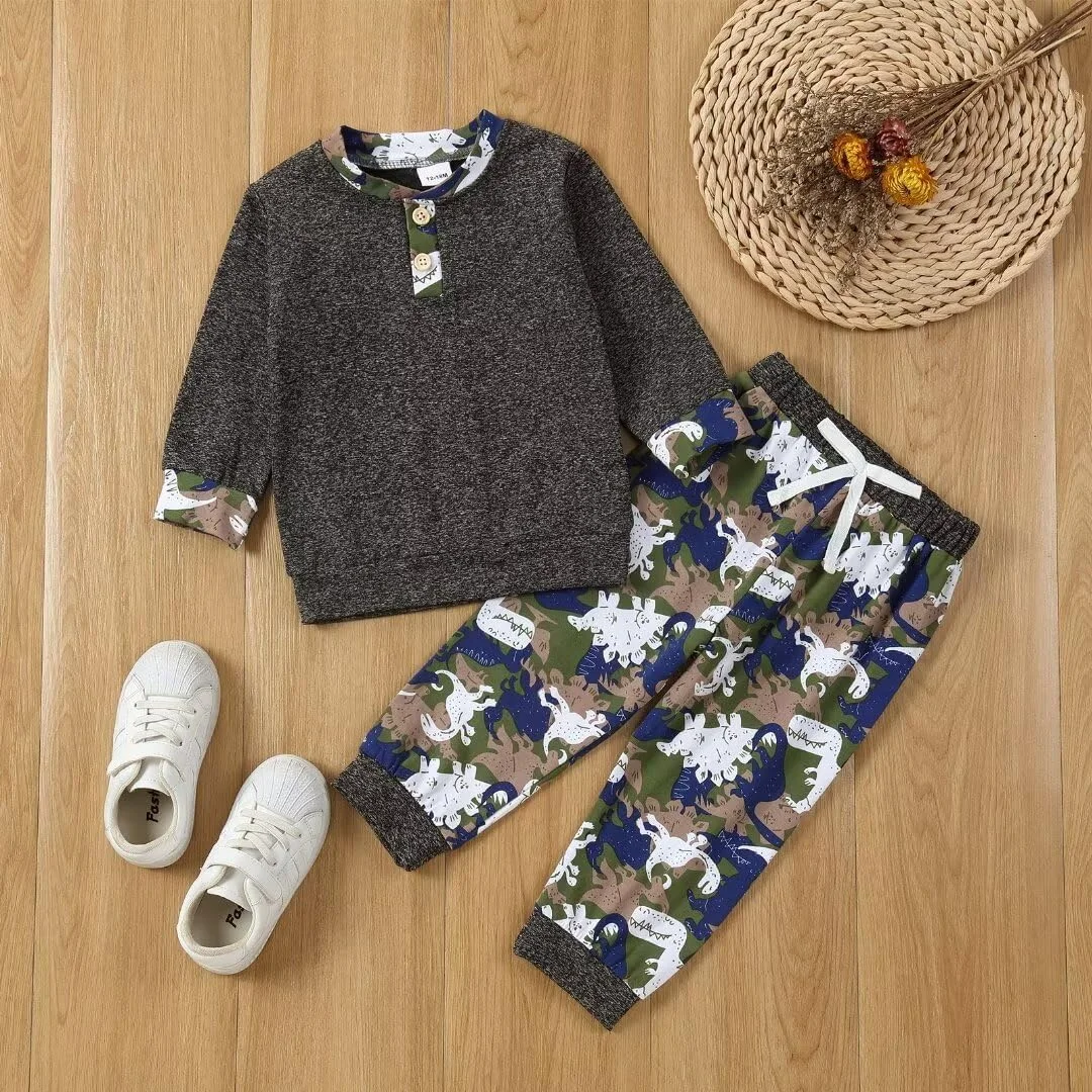 لباس‌های پسرانه بچگانه Bekarsy، لباس‌های پاییزی و زمستانی، پیراهن‌های آستین بلند دکمه‌دار چهارخانه و شلوارهای پسرانه 12 ماهه تا 5 ساله