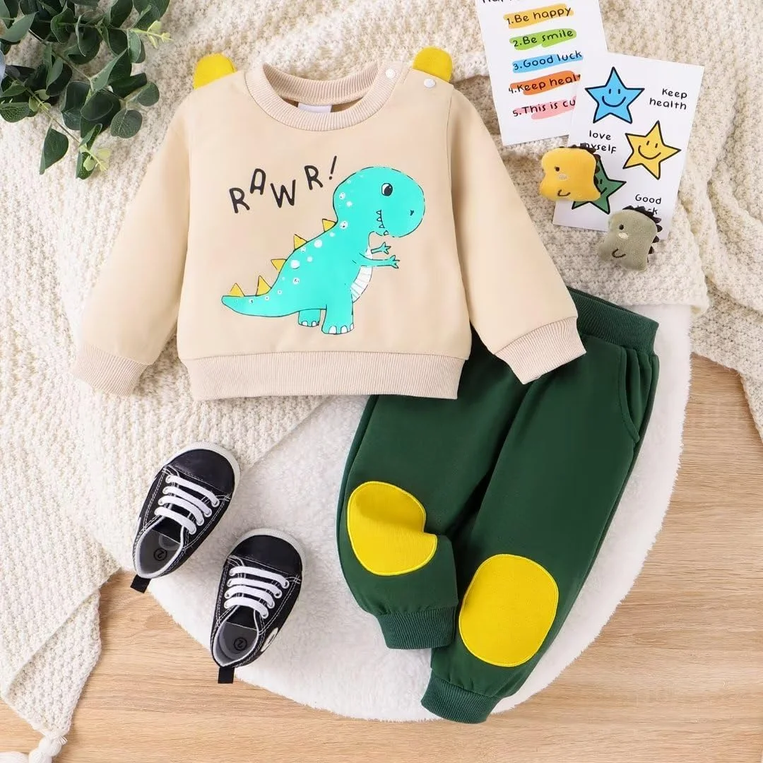 Bekarsy لباس نوزادی پسرانه، ست لباس های پاییزی و زمستانی، بلوز آستین بلند طرح خرس و شلوار، سایز 6 ماه تا 2 سال