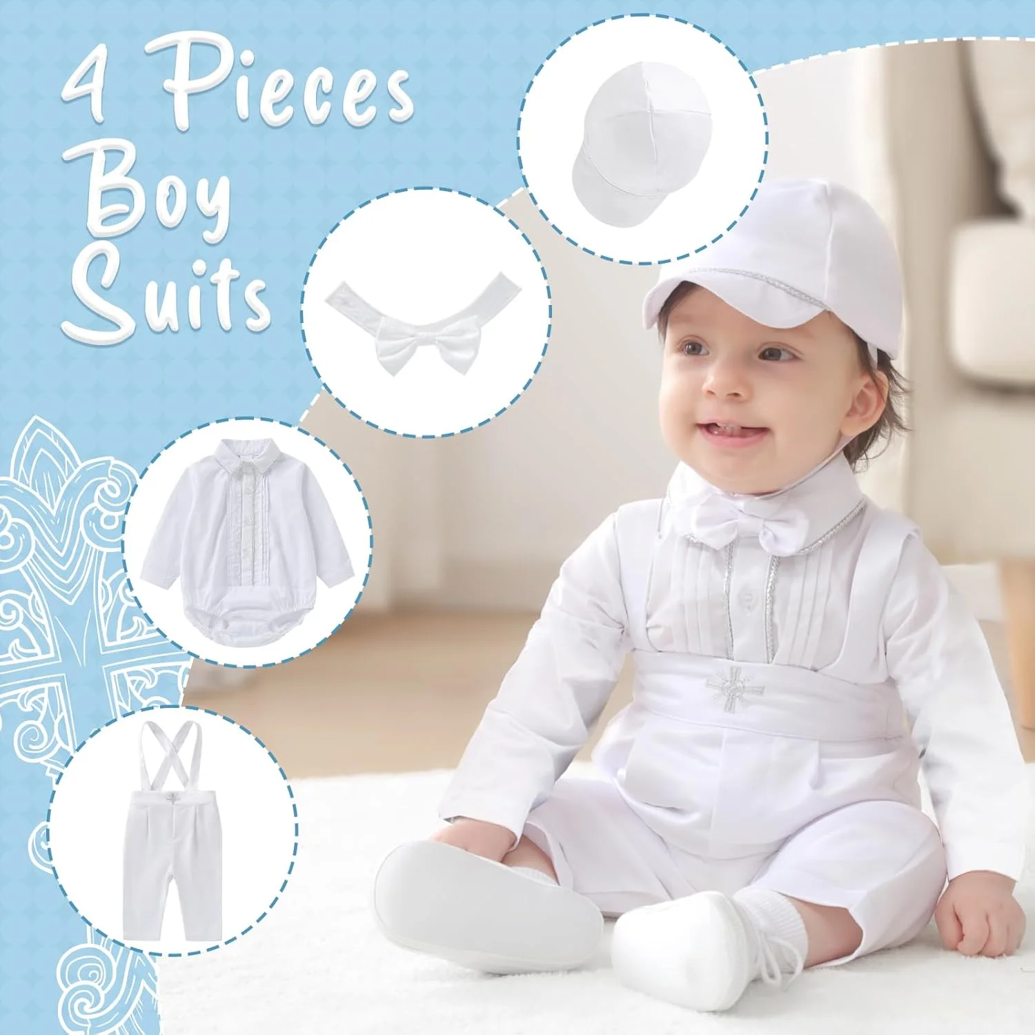 ست لباس پسرانه نوزادی Booulfi (بسته 4 عددی)