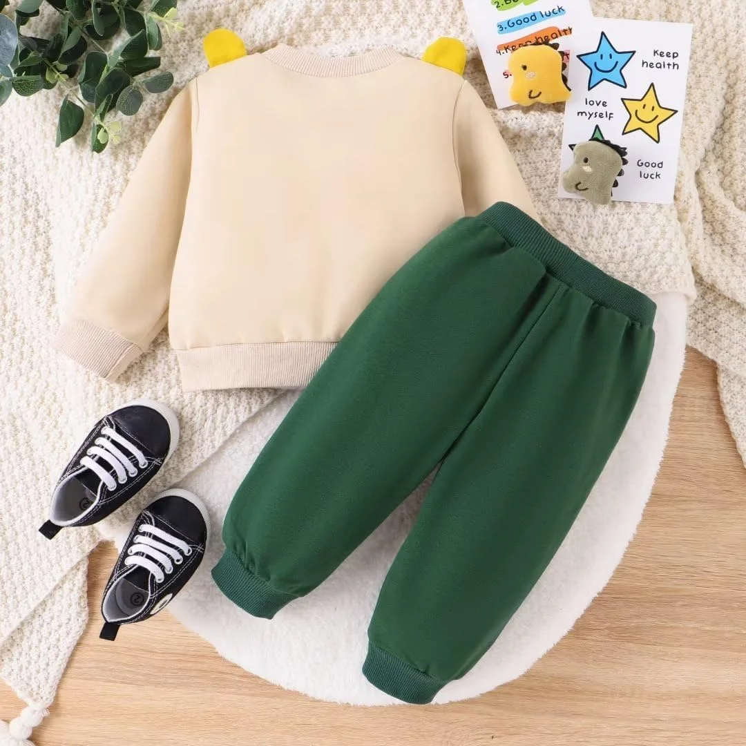 Bekarsy لباس نوزادی پسرانه، ست لباس های پاییزی و زمستانی، بلوز آستین بلند طرح خرس و شلوار، سایز 6 ماه تا 2 سال