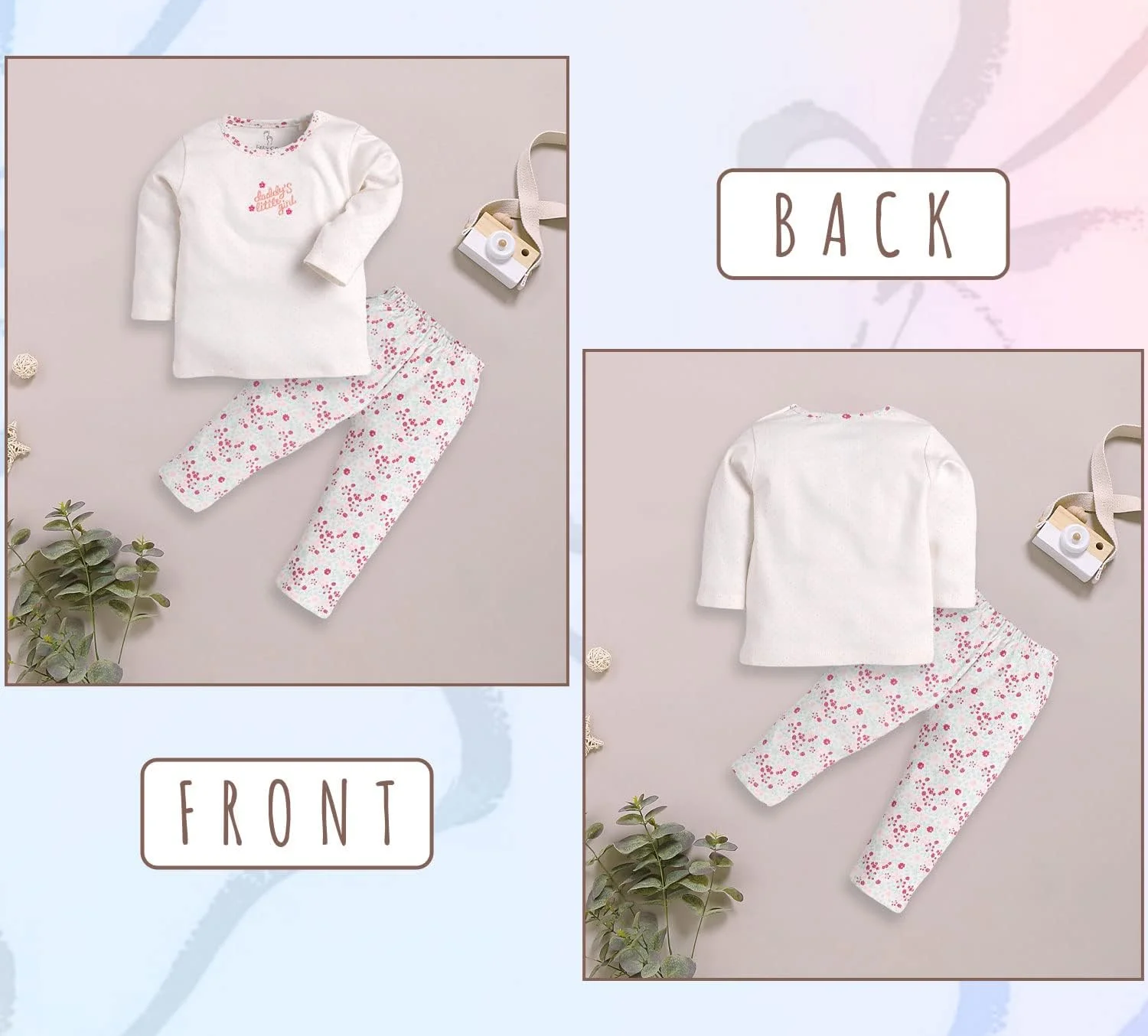 ست تی شرت و شلوار پنبه ای ساده نوزاد унисекс BABY GO