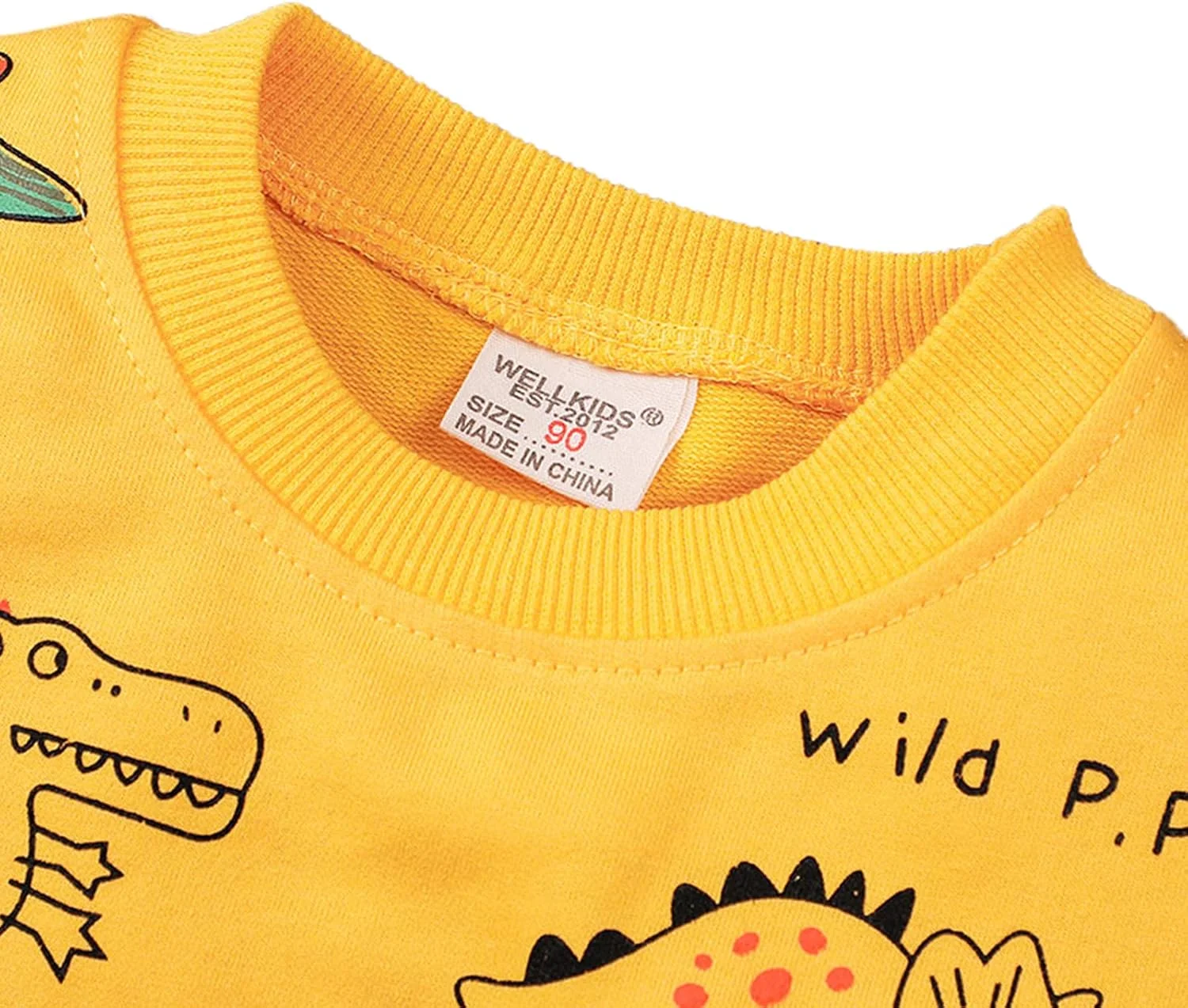 ست لباس پسرانه بچه گانه amropi شامل بلوز آستین بلند و شلوار جاگر با طرح دایناسور، مناسب 1 تا 6 سال، زرد / مشکی، 3-4 سال