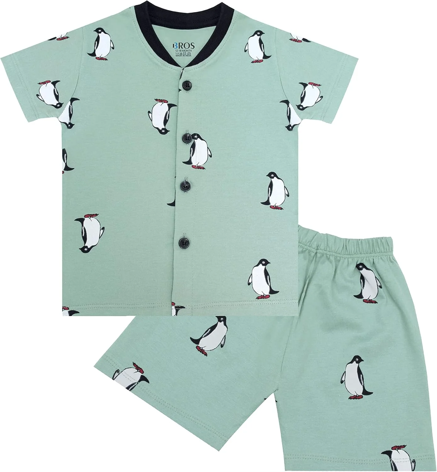 ست لباس نخی آستین کوتاه تی شرت و شلوار بچه گانه 3BROS مناسب پسران و دختران (DB20HS6027_Parent)