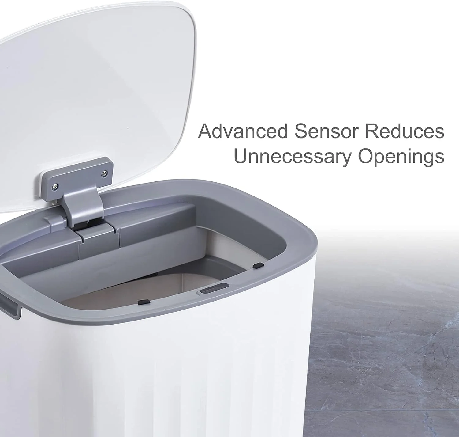 سطل زباله 13 لیتری سنسوردار ELPHECO، ضد آب، مناسب اتاق خواب، سطل آشغال اتوماتیک با درب برای حمام، اتاق نشیمن، دفتر کار، خاکستری