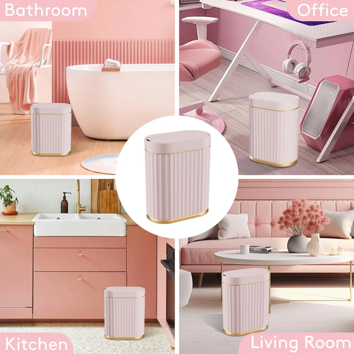 سطل زباله سنسوردار ELPHECO، سطل زباله ضد آب 2 گالنی با حسگر حرکتی، سطل زباله اتوماتیک حمام، سطل زباله باریک برای اتاق خوابگاه (صورتی، 2 گالن) سطل زباله سنسوردار ELPHECO، سطل زباله ضد آب 2 گالنی با حسگر حرکتی، سطل زباله اتوماتیک حمام، سطل زباله باریک برای اتاق خوابگاه (صورتی، 2 گالن)