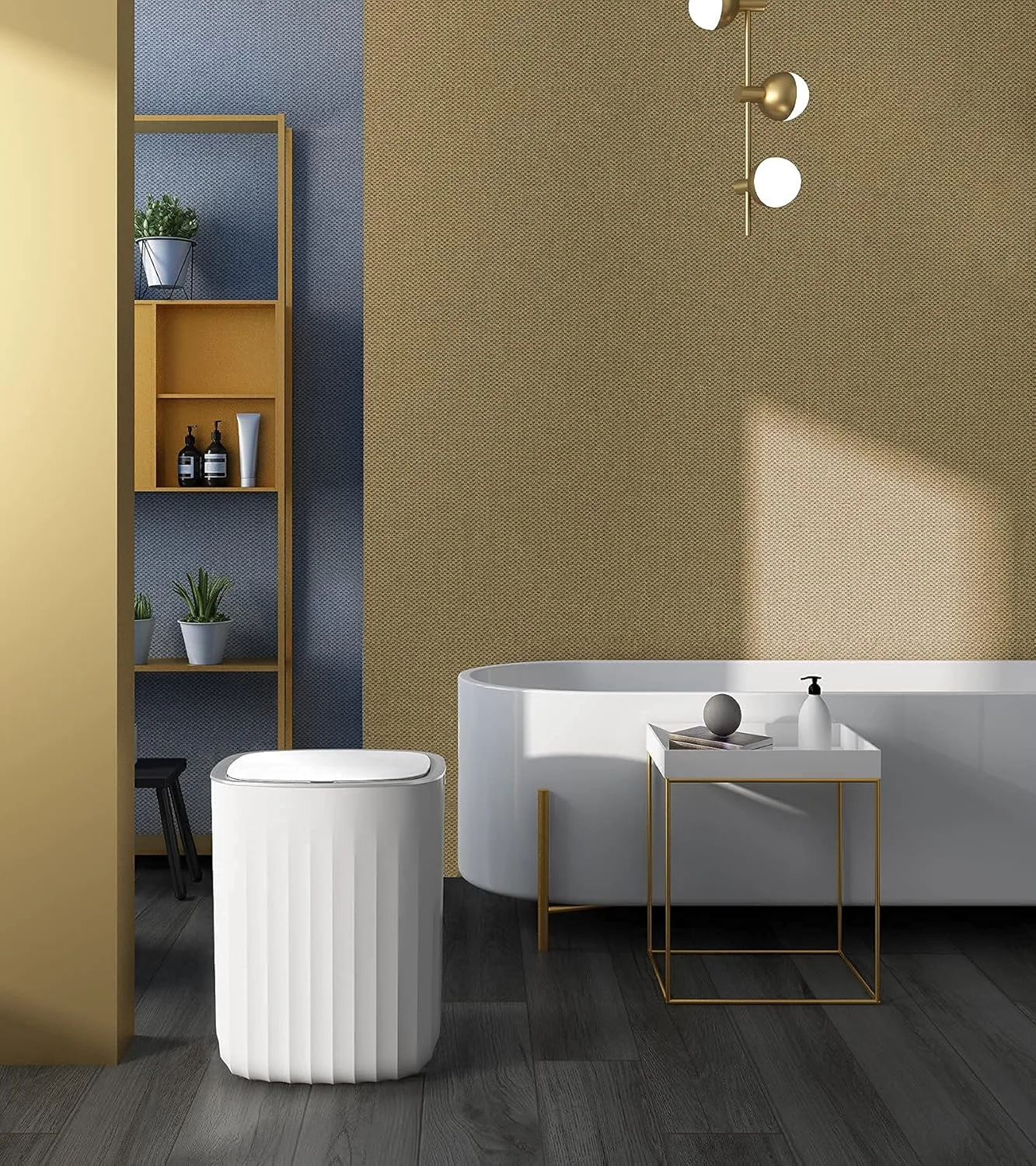 سطل زباله 13 لیتری سنسوردار ELPHECO، ضد آب، مناسب اتاق خواب، سطل آشغال اتوماتیک با درب برای حمام، اتاق نشیمن، دفتر کار، خاکستری