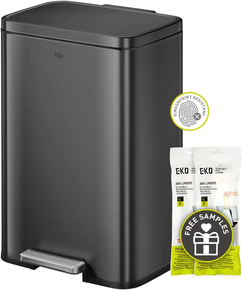 سطل زباله پدالی 50 لیتری ایکو مدل مدیسون مشکی مات با سطل داخلی - مقاوم در برابر اثر انگشت سطل زباله پدالی 50 لیتری ایکو مدل مدیسون مشکی مات با سطل داخلی - مقاوم در برابر اثر انگشت