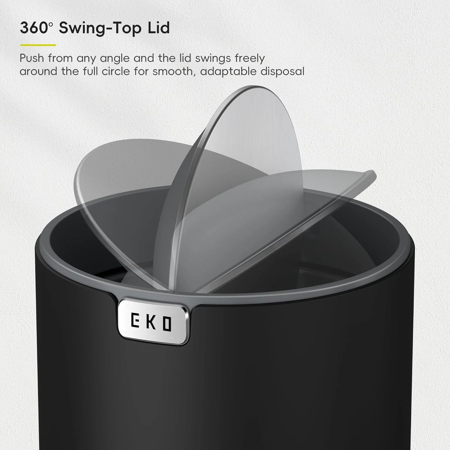 سطل زباله کوچک ایکو Fandy با ظرفیت 2.2 لیتر و درب چرخشی، مناسب برای حمام، میز آرایش، میز کار یا دفتر کار، سطل زباله کوچک (مشکی)