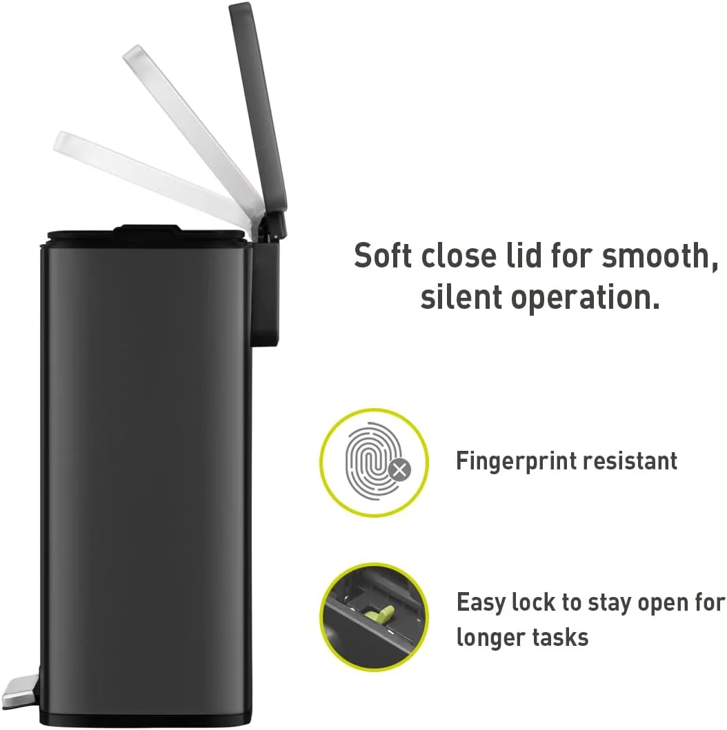 سطل زباله پدالی 50 لیتری ایکو مدل مدیسون مشکی مات با سطل داخلی - مقاوم در برابر اثر انگشت سطل زباله پدالی 50 لیتری ایکو مدل مدیسون مشکی مات با سطل داخلی - مقاوم در برابر اثر انگشت
