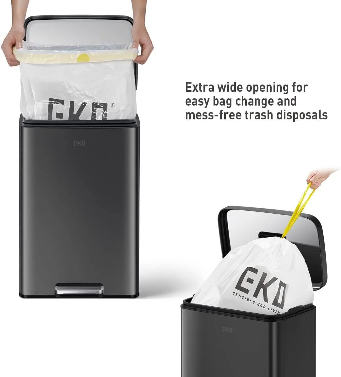سطل زباله پدالی 50 لیتری ایکو مدل مدیسون مشکی مات با سطل داخلی - مقاوم در برابر اثر انگشت سطل زباله پدالی 50 لیتری ایکو مدل مدیسون مشکی مات با سطل داخلی - مقاوم در برابر اثر انگشت