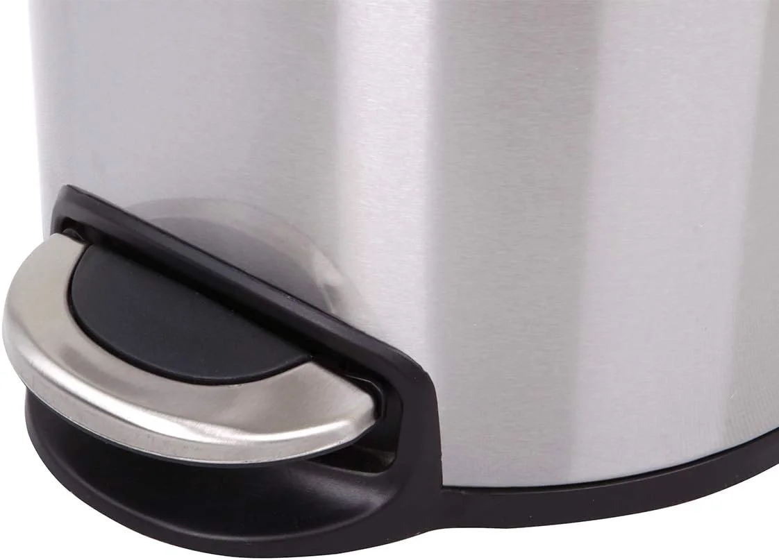 سطل زباله پدالی گرد 30 لیتری هنری اکو، با روکش استیل ضد زنگ برس خورده مقاوم در برابر اثر انگشت، درب آرام بند و مکانیزم پدال بادوام، مدل alek30